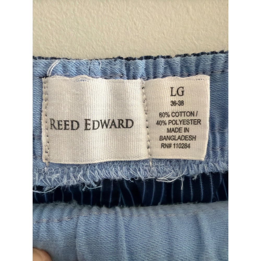 Reed Edward Mens Pajama Pants Navy Blue White Striped Cotton Blend Large 36-38 - Picture 5 of 10